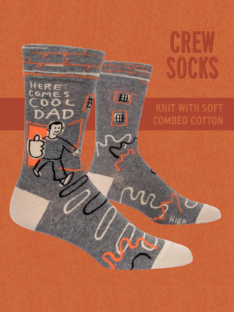 Blue Q Menâ€™s Funny Novelty Crazy Crew Socks with Sayings, Fun Dress Socks for Men, Silly Gift for Dad, Husband or Guys, Funky Unique Design Full of Personality - Here Comes Cool Dad, Shoe Size 7-12 - Image 4